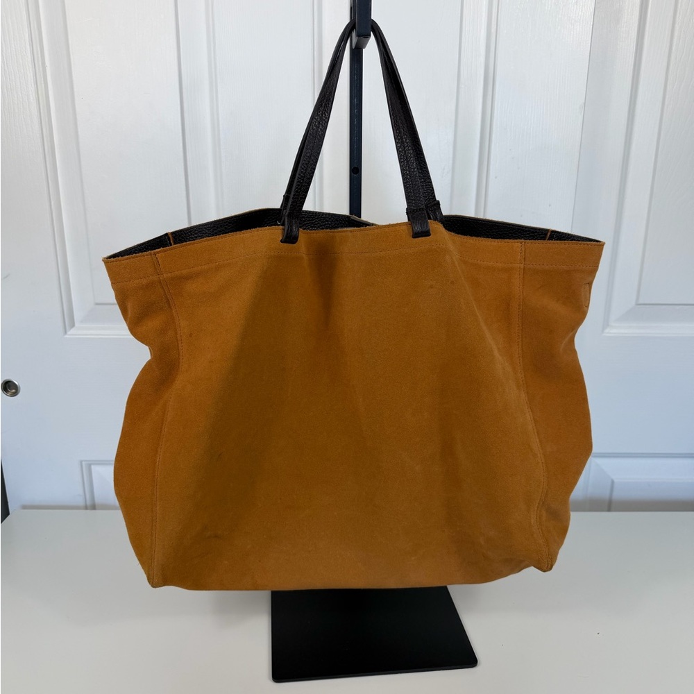 Mark & Graham Italian Suede Handbag Tote Purse Slouch Bag Camel Officecore